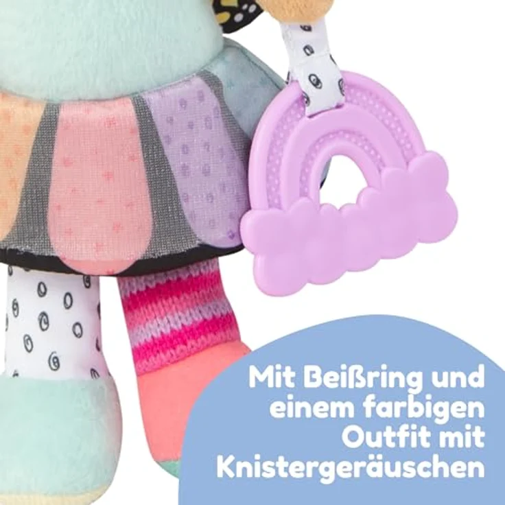 Lamaze Meine Freundin Flora, Kuschelpuppe mit Befestigungsring für den Kinderwagen, ideal für unterwegs – Bild 3