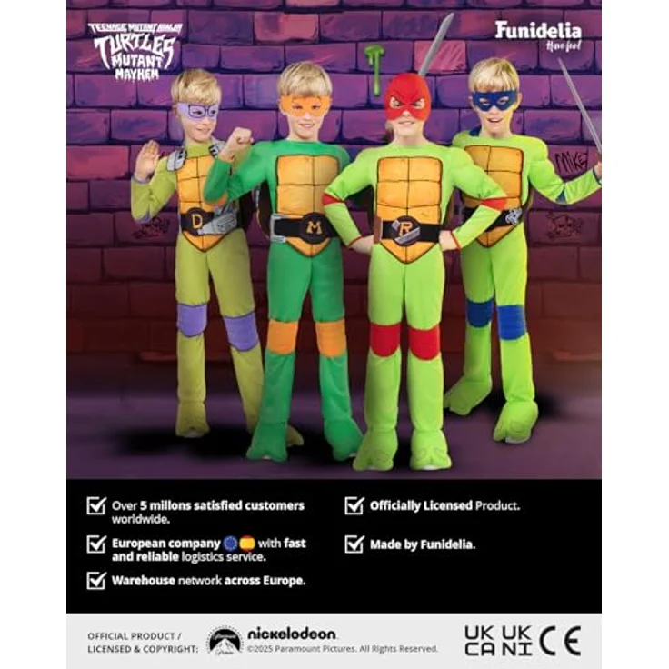 Funidelia Offizielles Donatello Kostüm für Jungen, Ninja Turtles Overall in Grün mit Maske, Panzer, Gürtel und Knieschützern, Größe 3-4 Jahre – Bild 5