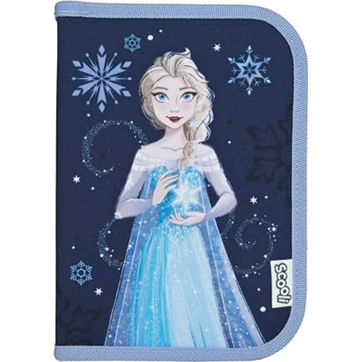 Scooli Gefülltes Schüleretui Frozen, Federmäppchen mit 14 Buntstiften, 2 Bleistiften und Zubehör, ergonomisch geformt, robust und langlebig, ideal für Schule und Freizeit, ab 6 Jahren – Bild 1