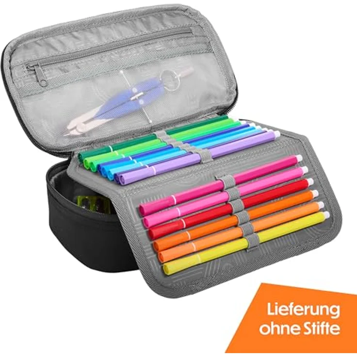Coocazoo Schlampermäppchen Pencil Case Black Coal, vielseitige Federtasche mit mehreren Fächern, schwarz – Bild 3