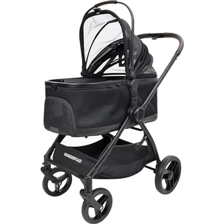 Wonderfold P3 Tier-Buggy Pet Stroller, Schwarz, Textil, 60x115x92 cm, für Haustiere unterwegs – Bild 2