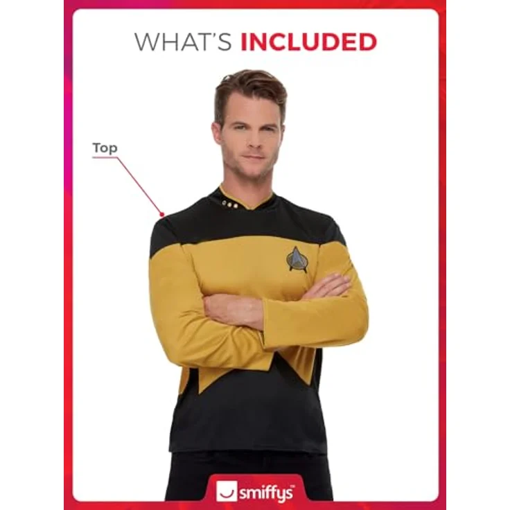 Smiffys Star Trek: Uniform Yellow, Technische und Sicherheitsuniform, Größe L – Bild 2