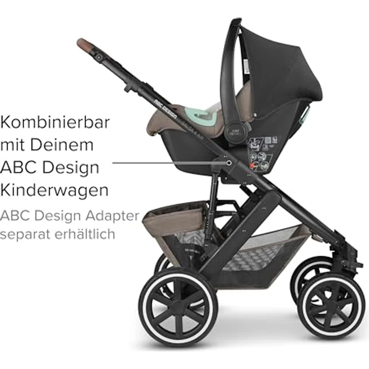 ABC Design Babyschale Tulip (Autositz Gruppe 0+ / i-Size) - Pure Edition - Nature, mit Sonnenschutz UV 50+ und modularem Sitzverkleinerer – Bild 7