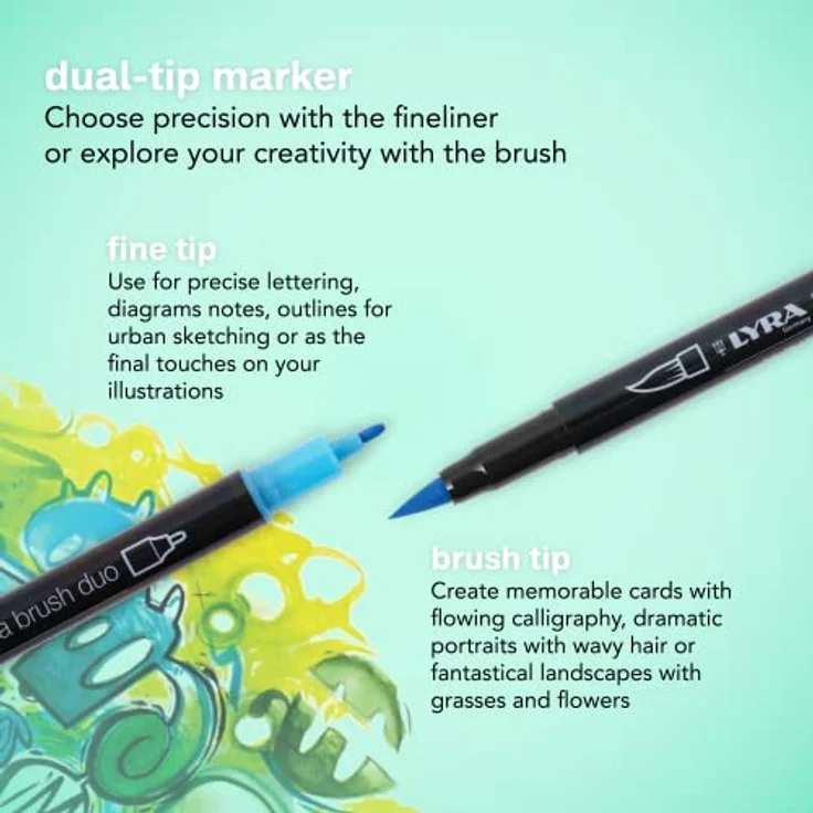 LYRA Aqua Brush Duo, 6 Pastellfilzstifte mit feiner und pinselartiger Spitze, wasserbasierte Farben – Bild 2