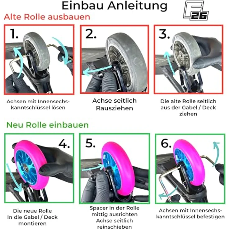 Root Industries Stuntscooter Root Industries Honeycore Stunt-Scooter Rolle 110mm Chrom/PU Schwarz, Leichte Waben Struktur - 200g, Abec 11 Kugellager – Bild 6