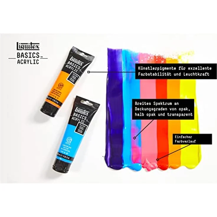 Liquitex Basics 8870014 Acrylfarbe, monopigmentierte Künstlerpigmente, lichtecht, mittlere Viskosität, seidenglänzender Finish, 118ml Tube - Umbra Gebrannt – Bild 5