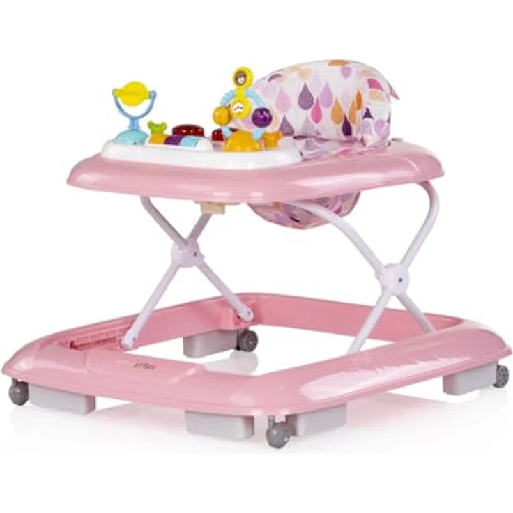 Chipolino Lauflernhilfe Baby Steps mit Musik Spielpanel, klappbar, 360° drehbare Vorderräder, rosa – Bild 2