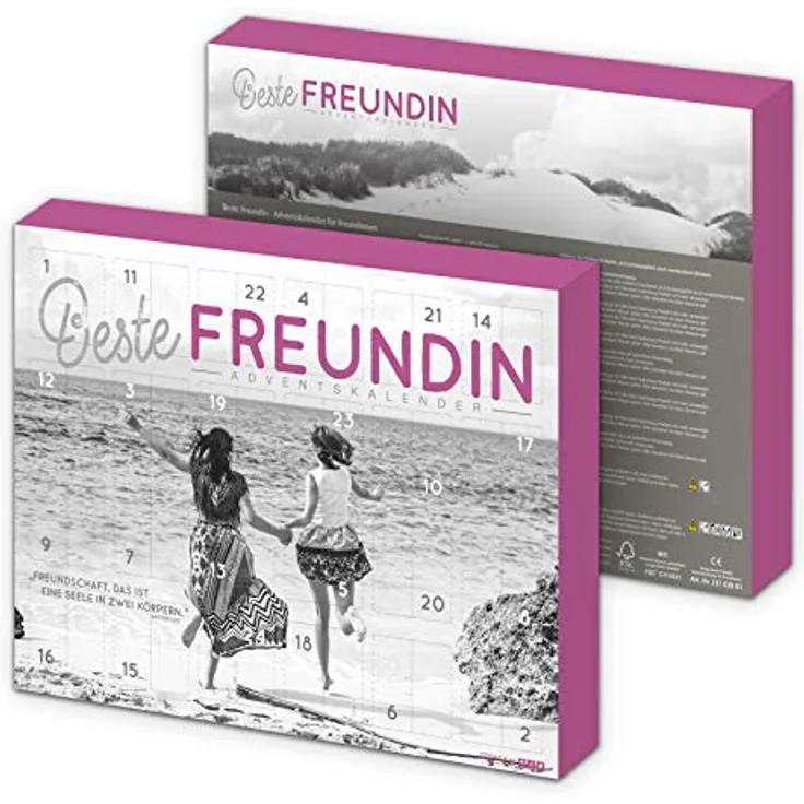 itenga Adventskalender Beste Freundin I aus Karton zum Aufhängen I gefüllt I 24 Überraschungen I perfekter Begleiter während der Vorweihnachtszeit - Preisvergleich