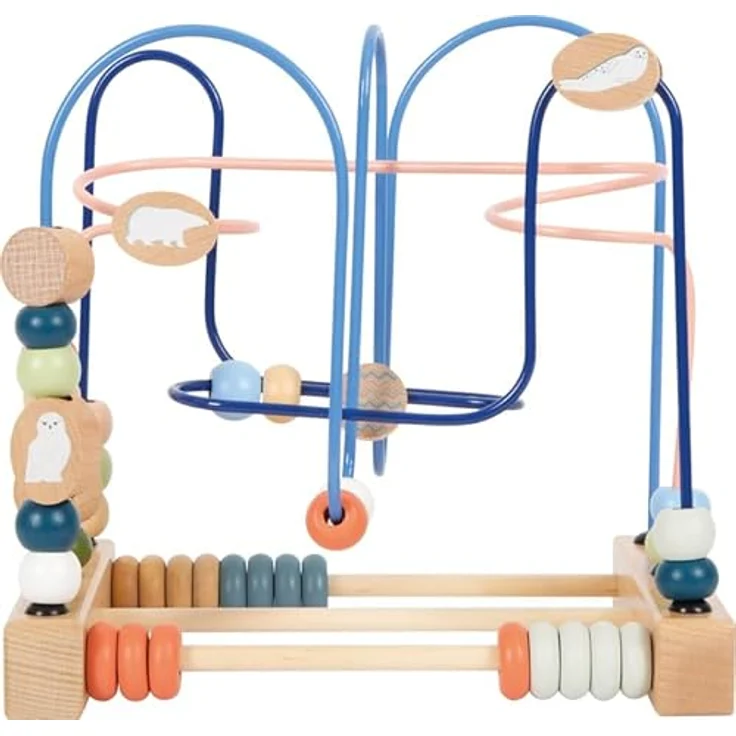 Small Foot Motorikschleife „Arctic“ aus FSC® 100%-zertifiziertem Holz, Motorikspielzeug für Kinder ab 1 Jahr, 12442, Vielseitiges Motorikspielzeug mit 3 Motorikschleifen und Tierportraits, bunt – Bild 2