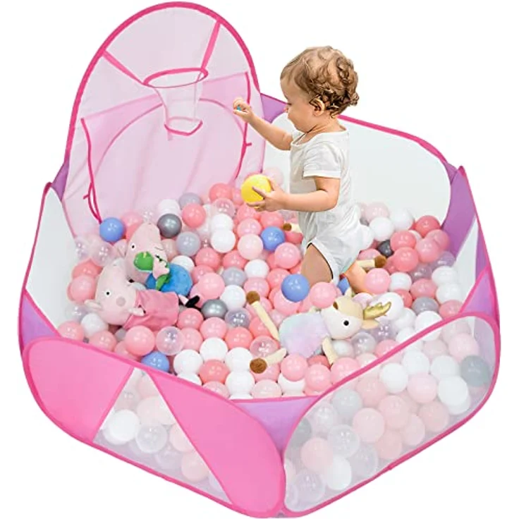Eocolz Bällegrube für Kinder, Pop Up Bällebad Bällepool mit Basketballkorb, 120 cm, tragbar und leicht zu reinigen, für drinnen und draußen – Bild 3