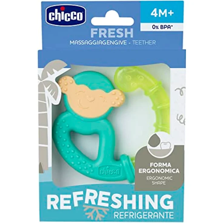 Chicco Beißring Fresh&Relax Affe oder Faultier, 4M+, gefüllt mit sterilem Wasser – Bild 3