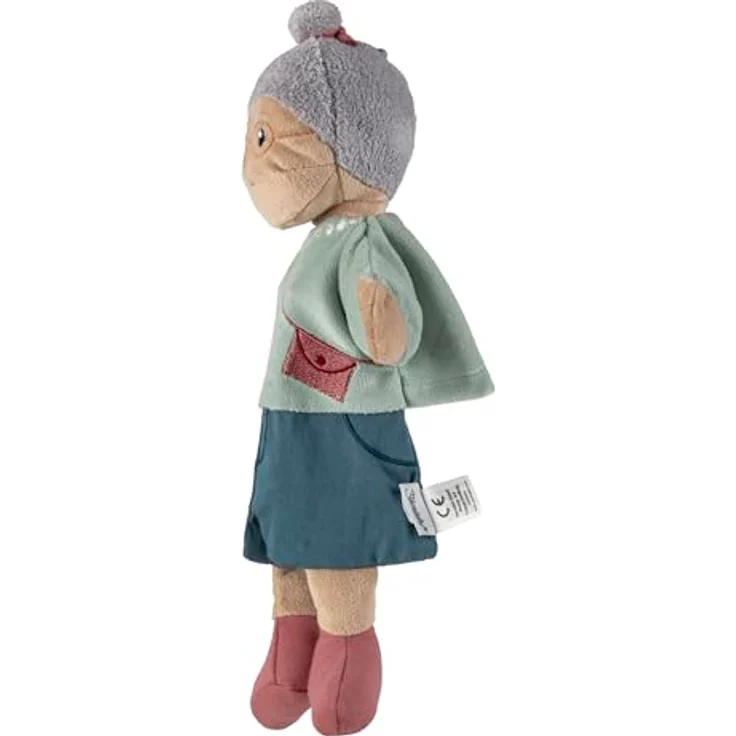 Sterntaler Handpuppe Oma, weiches Spielzeug für Kasperle Theater, mit gestickter Perlenkette und sportlichem Crossbag, für Mädchen und Jungen – Bild 3
