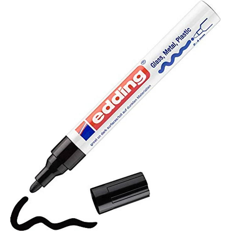 edding 750 Glanzlackmarker - schwarz - 1 Lackmarker - Rundspitze 2-4 mm - Lackstift für Glas, Stein, Holz, Kunststoff und Papier - wasserfest, stark deckend – Bild 1