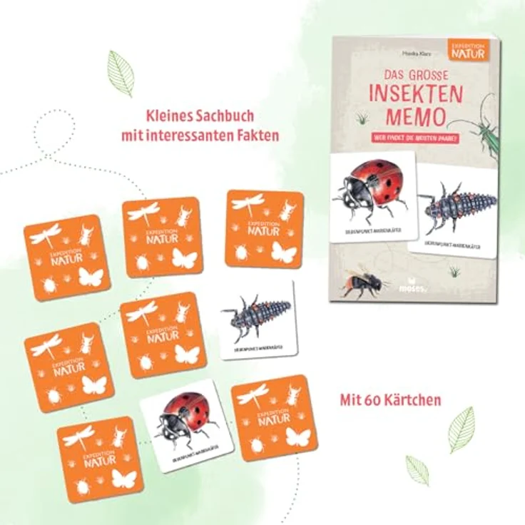 Sonstige Verlage Das große Insekten Memo, Brettspiel mit 60 Kärtchen und Begleitbuch über 30 Insekten – Bild 4
