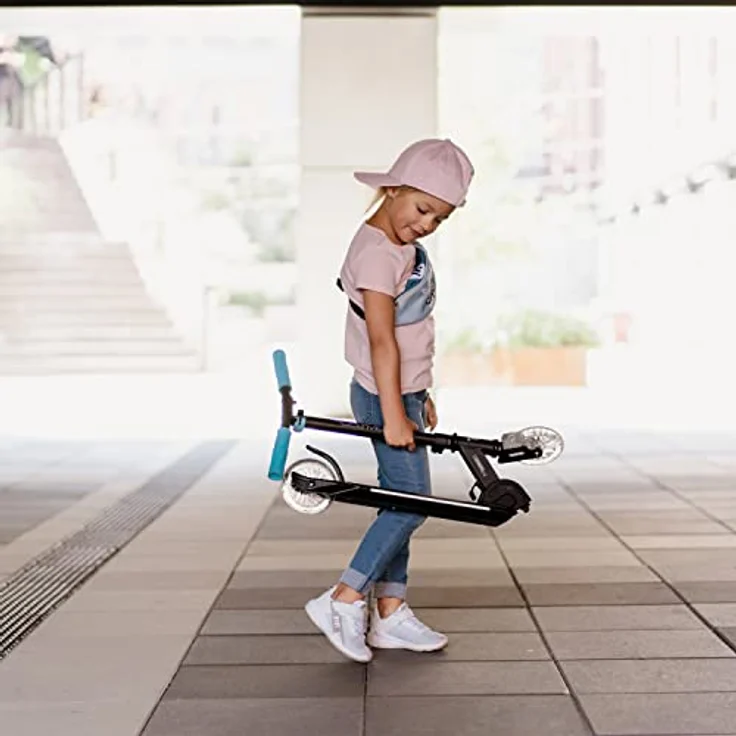 Movino Cityroller Cosmo 2, Kinderroller Schwarz mit ABEC-7 Kugellagern, max. Benutzergewicht 50 kg, höhenverstellbarer Lenker bis 81 cm – Bild 3