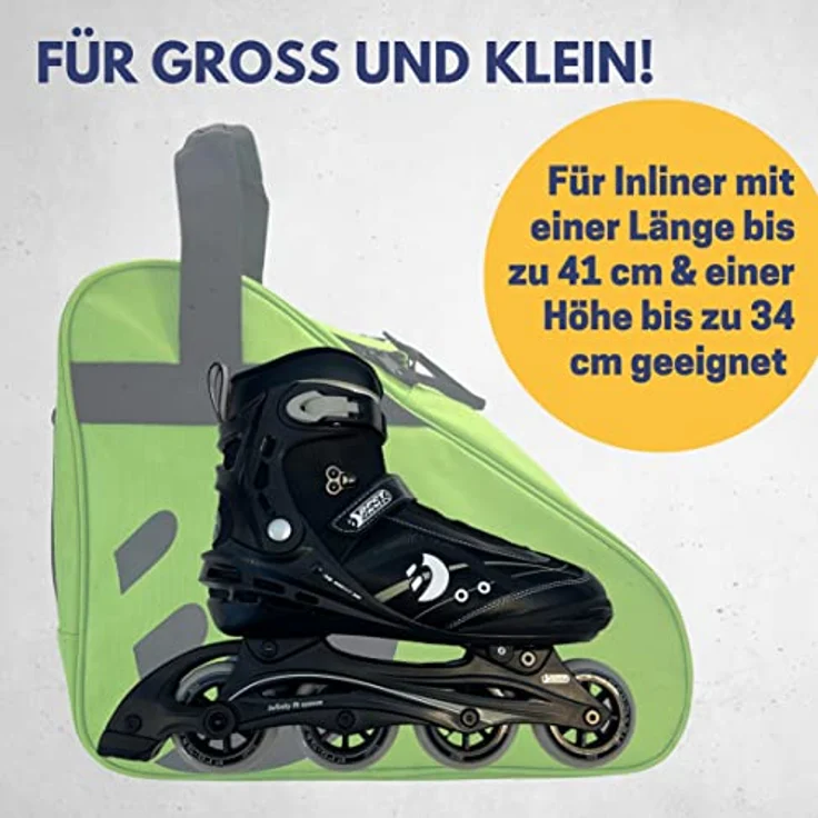 Best Sporting Sporttasche Transporttasche für Inlineskates und Schlittschuhe, verstellbarer Trageriemen, attraktives Design mit weißen Paspeln, 100% Polyester, Maße: 41 x 31 x 22 cm, schwarz – Bild 6