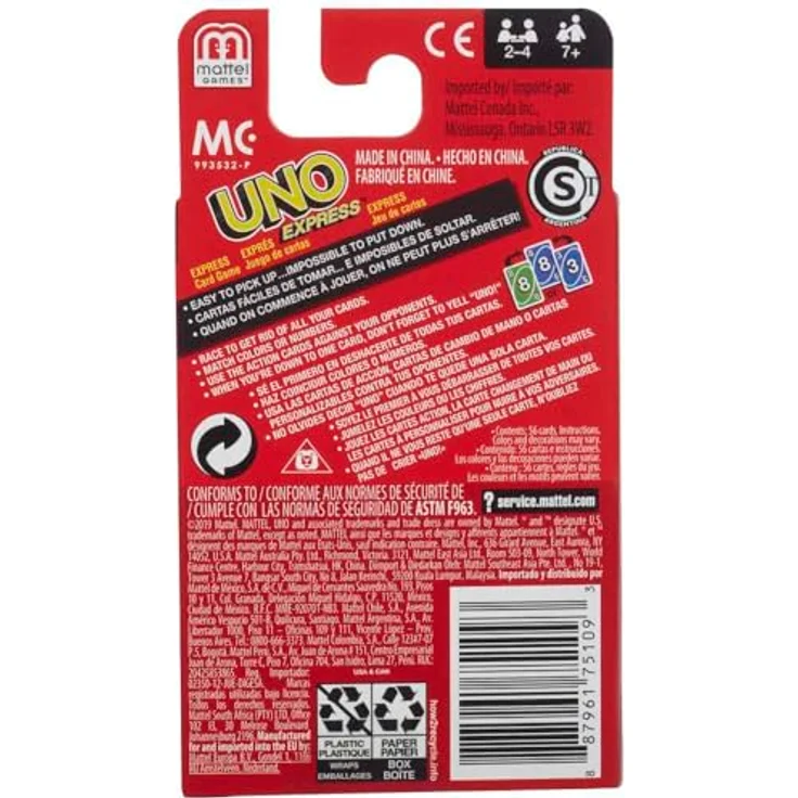 UNO Express, Brettspiel für 2-4 Spieler, schneller Spielablauf, 56 Karten – Bild 5