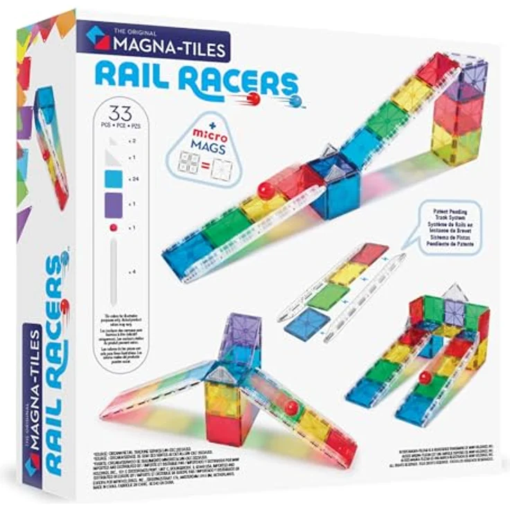 MAGNA-TILES® Rail Racers 33-teiliges Magnetbauset mit 6 patentierten Schienen, für kreatives Bauen und Spielen ab 3 Jahren – Bild 2