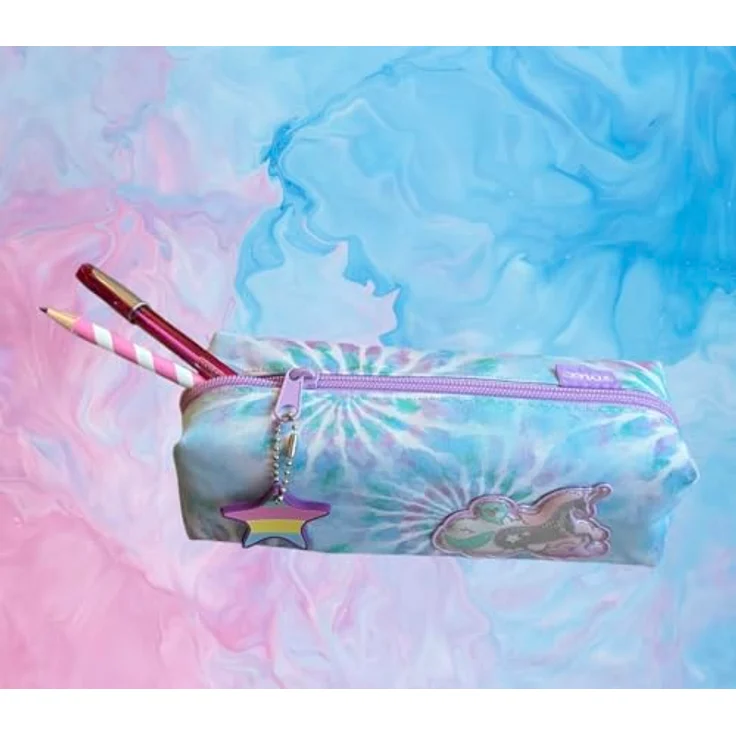 Stylex 47094 Faulenzer-Mäppchen mit Einhorn-Design, 3D Applikation, ca. 20 x 7 x 7 cm, Pastell Blau/Lila – Bild 2