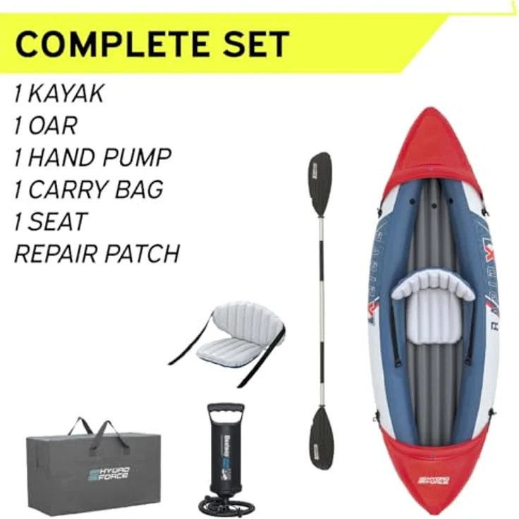 Bestway Hydro Force Rapid X1, Schlauchboot (290 cm, 1 Pers.), inklusive Paddel, Pumpe und Tragetasche, 120 kg Tragfähigkeit – Bild 7