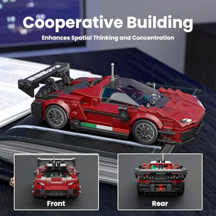 Mould King 27087 Technik Speed Champion Rennwagen F296 GT3, Klemmbausteine Set mit 416 Teilen und Acryl Vitrine für Jugendliche und Erwachsene – Bild 5