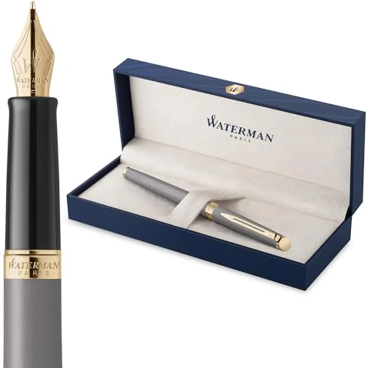 Waterman Hémisphère, Füllfederhalter in Gold und Grau, elegantes Luxus-Schreibinstrument mit Edelstahlfeder – Bild 1