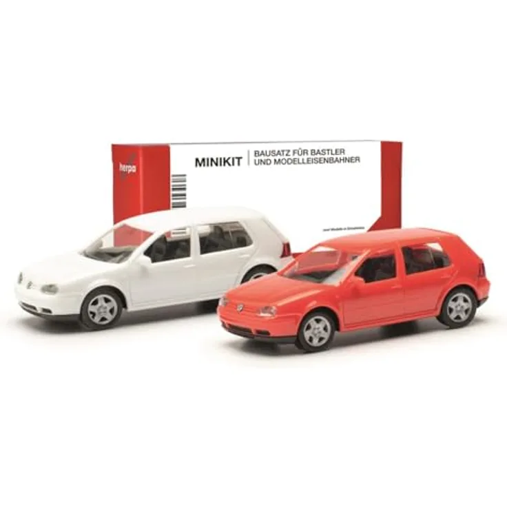 Herpa MiniKit VW Golf IV 4-türig, Modellbausatz im Maßstab 1:87, Kunststoff, 2 Stück, Sammlerstück