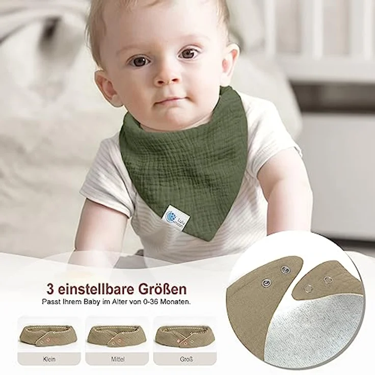 Lulu moon Lätzchen Baby Dreieckstuch Baby Musselin Halstuch Baby für Junge und Mädchen (6 Stück,Tal) - Preisvergleich – Bild 5