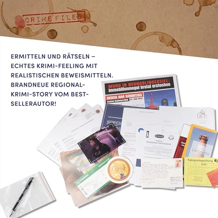 TOPP Crime Files – Fallakte: Endstation Ostfriesland, Brettspiel mit realistischen Beweismitteln von Bestsellerautorinnen, Modellnummer 18578 – Bild 3