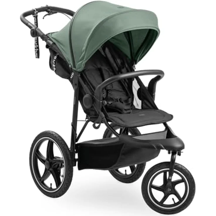Hauck Kinderwagen Runner 3, Dreirad Buggy mit XL Lufträder, Federung, Handbremse, XL Sonnenverdeck (UPF 50+), Faltbar, Korb mit Deckel, Liegefunktion, Getränkehalter - Jungle Green – Bild 1