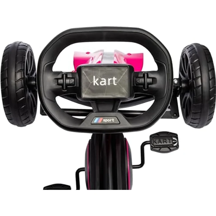 HOMCOM Go-Kart Kinderfahrzeug mit verstellbarem Sitz, Tretfahrzeug, Tretauto mit Handbremse, Kinderspielzeug - Rosa – Bild 9