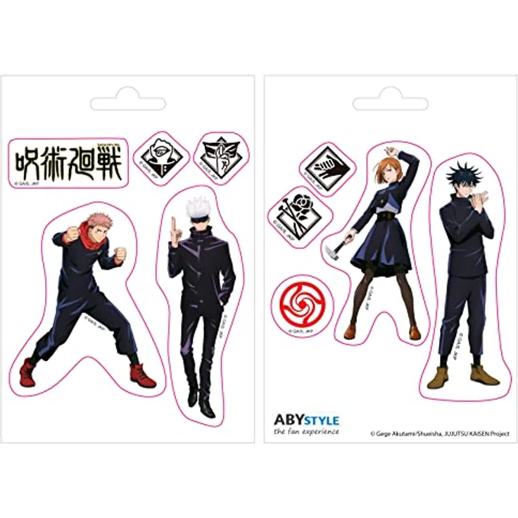 ABYstyle JUJUTSU KAISEN Sticker Set, 2 Bögen mit 16x11 cm, Tokyo Jujutsu High Motive