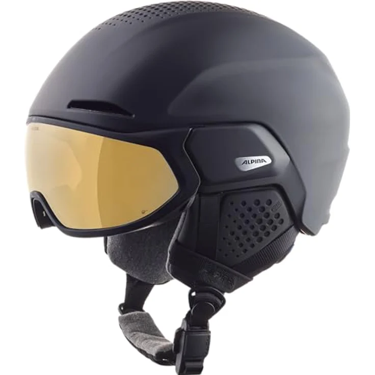 Alpina Unisex-Erwachsene Alto Q-LITE Skihelm, Black matt (Gold Mirror), 59-63 – Bild 1