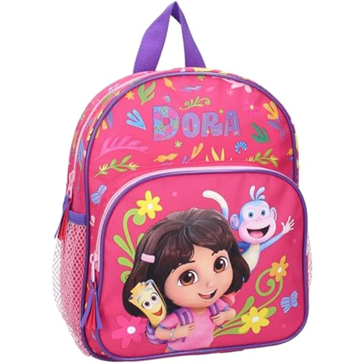 Vadobag Rucksack Dora Explorator und Boots Affe, rot, 1 Hauptfach + 1 Fronttasche, gepolsterte und verstellbare Schultergurte, Maße 29 x 23 x 10 cm – Bild 1