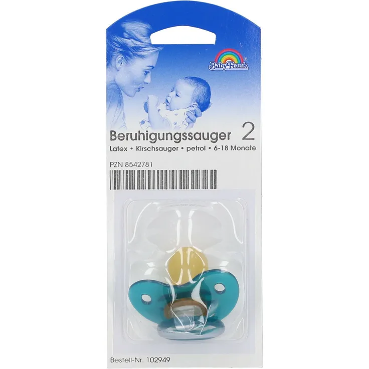 Baby-Frank Sauger Kirsche groß gr.Scheibe petrol 1 St Schnuller mit Saugerteil aus Naturkautschuklatex