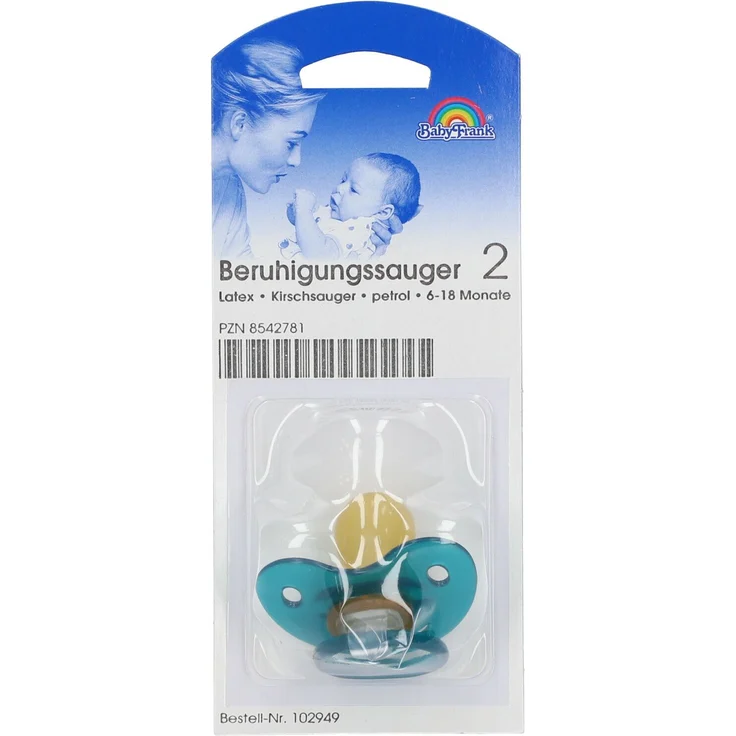 Baby-Frank Sauger Kirsche groß gr.Scheibe petrol 1 St Schnuller mit Saugerteil aus Naturkautschuklatex – Bild 1