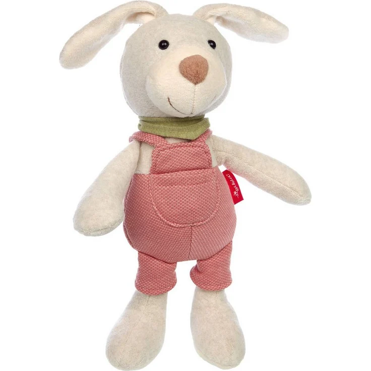 Sigikid Kuscheltier Latzhosen Hase rot Sweety, Plüschtier mit fest vernähtem Outfit, 32 cm – Bild 1