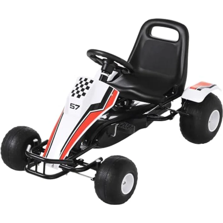 HOMCOM Kinder Go-Kart mit Handbremse weiß – Bild 1