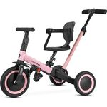 moovkee Dreirad ab 1 Jahr mit Schubstange 6in1 - Laufrad ab 1 Jahr - Baby Fahrrad - Gummiräder - Sattel mit verstellbarer Rückenlehne - Stahl/Kunststoff - 7/9 Zoll