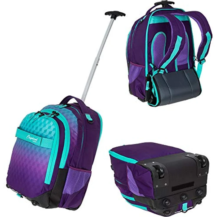 Elephant 3 Teile Set Trolley Hero Signature Schulranzen Sporttasche Mäppchen 12800 (Violet Cube, Lila-Türkis) – Bild 2