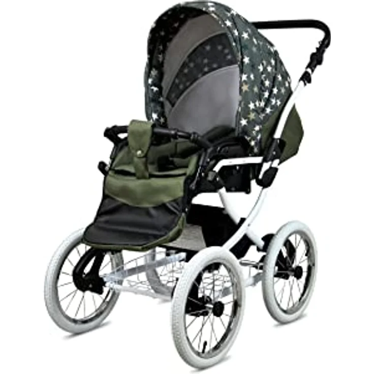 BabyLux ALU 2in1 Kinderwagen für Kleinkinder – Kinderwagen für Neugeborene und Kleinkinder – Max. 15kg – Olive Star White Frame - Vielseitig, elegant und sicher – Bild 3