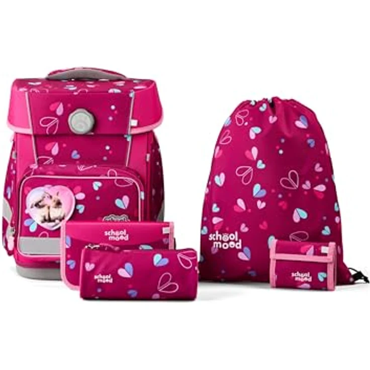 SCHOOL-MOOD Champion Maxx Pro Schulranzen-Set 6-teilig, höhenverstellbar, 22 L, ca. 1,1 kg, Design Klara (Häschen), ergonomisch, für Grundschule 1.–4. Klasse, Modell 2026 – Bild 1