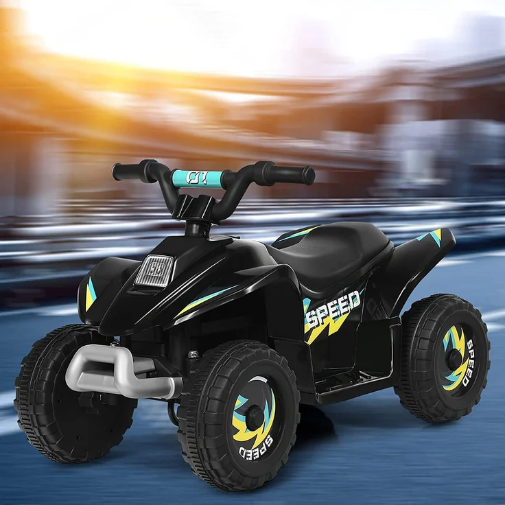 Dreamade 6V Elektrischer Kinder-Quad, mit Rückwärtsgang & Elektrischer Bremse, für Kinder bis 30 kg, max. 4,6 km/h, schwarz