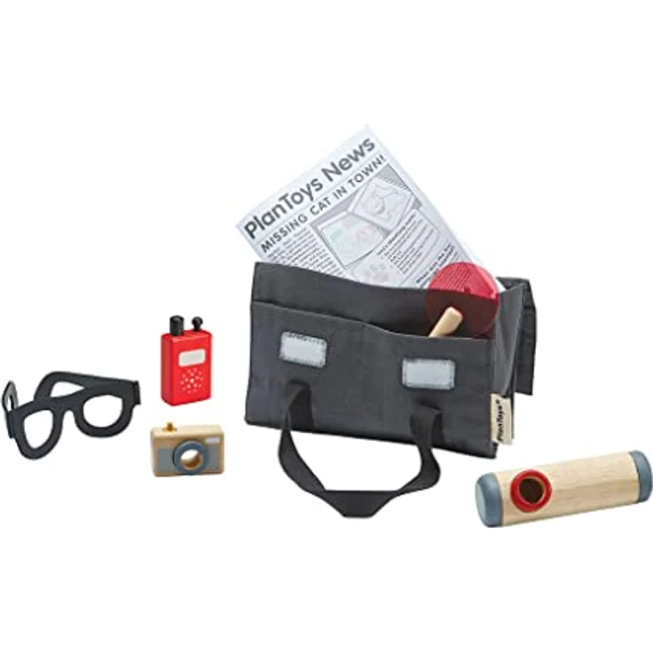 PlanToys Detektiv-Set, Experimentierkasten mit Brille, Walkie-Talkie, Kamera und Periskop, Holzspielzeug – Bild 5