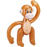 relaxdays Schwimmtier Affe aufblasbar, BPA-frei, braun, für Dschungelpartys und Wasserspielzeug, 58 x 40 x 40 cm