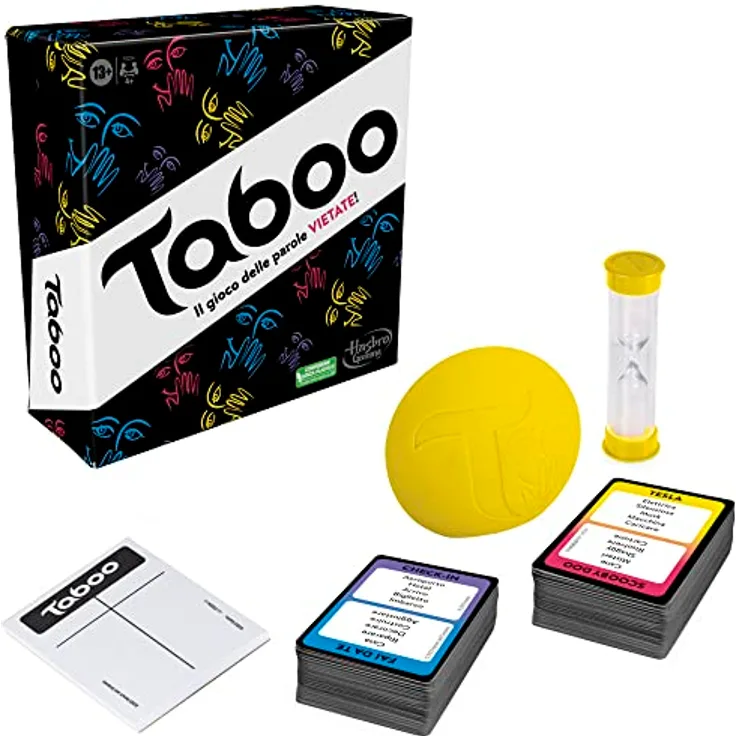 Hasbro Gaming Klassisches Tabu Spiel, Partyspiel, Wörterspiel für Erwachsene und Teenager, Ratespiel für 4 und mehr Spieler, ab 13 Jahren