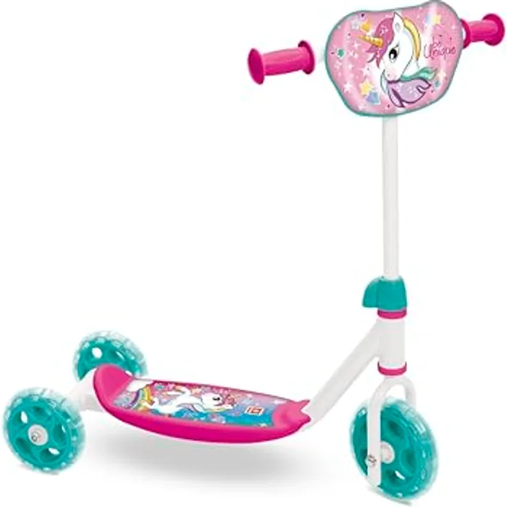 Mondo My First Stepje Eenhoorn, Kleinkindroller mit Einhorn-Aufdruck, weiss-rosa