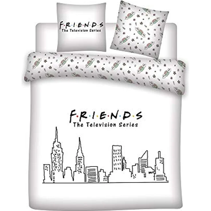 Difuzed Aymax S.P.R.L. Bettwäsche Friends, Doppelbett-Bettbezug 240 x 220 cm + 2 Kopfkissenbezüge 63 x 63 cm, maschinenwaschbar – Bild 2