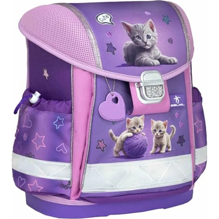 Belmil Schulranzen "Classy" 2025, 4tlg. Set für 1. Klasse, ergonomisch, Katzen-Design, leicht, mit Sportbeutel und Etui, für Mädchen – Bild 3