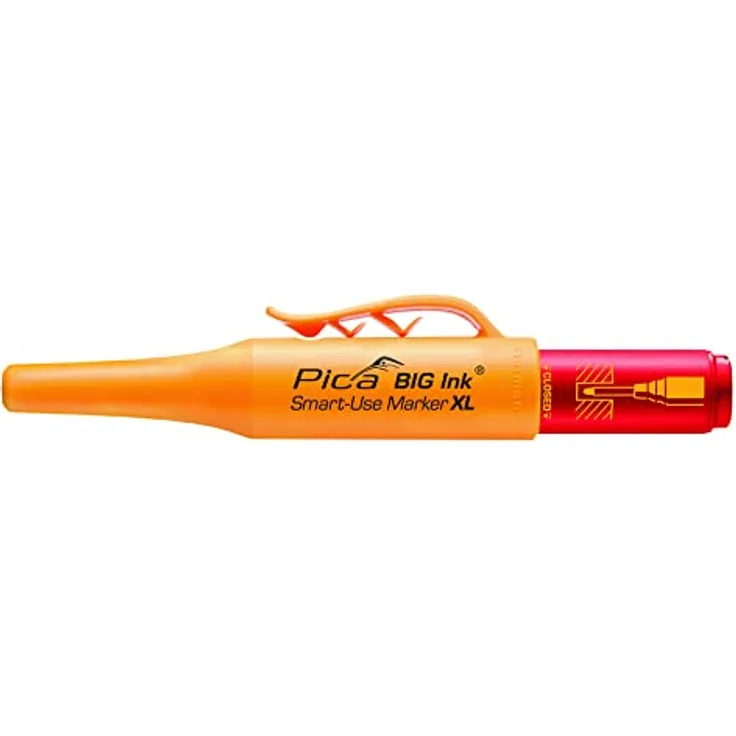 Pica BIG Ink Smart-Use Marker XL schwarz (kräftige Markierungen, für glatte + trockene Oberflächen geeignet, inklusive Köcherschoner) 170/40